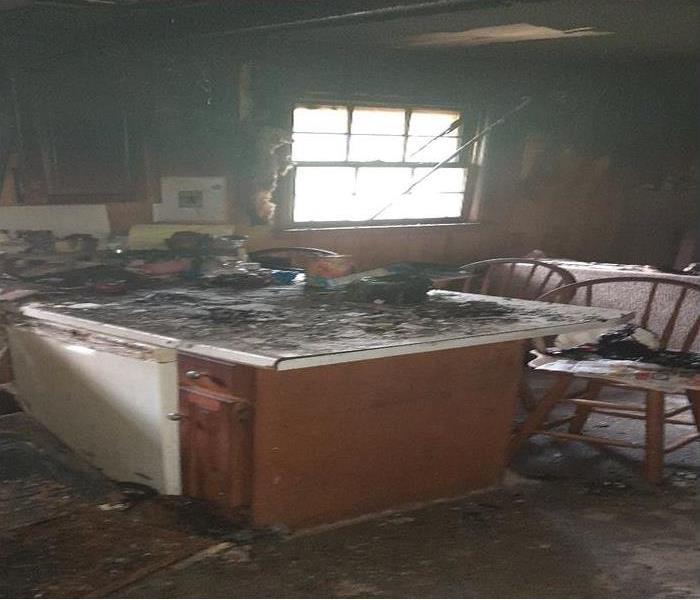 fire damage in kitchen of home